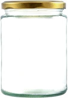 Wares of Knutsford 12 x 500ml Large Glass Jam Jars with Gold Lids
