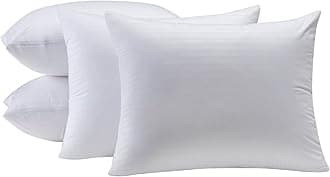 Kingnex 4 Pack Waterproof Feather Proof Pillow Protectors with Zipper on Long Side Queen Size Set of 4 Down Proof Striped Bed Pillow Covers