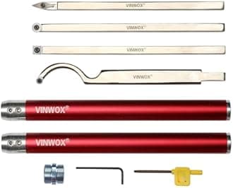 4 PCS Carbide Wood Lathe Turning Tool Set, Carbide Lathe Turning Tool, Including Rougher, Finisher, Detailer, Swan Neck Hollower, Pen Turning tool. Aluminum Alloy Handles with Adjustable Length