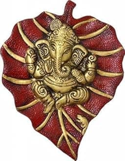 Ganesha - Wall Decor for Bedroom - Living Room Metal Wall Hanging Show Pieces for Home Decor - Vastu Items for Home for Good Luck - 7.5x6 Inches - Red