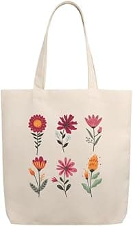 Cotton Canvas Printed White/Black Vertical Women Tote Bag | 300 GSM Cloth |100% Organic Cotton | Shopping/Grocery Bag | Multi-Purpose Bag | Reusable