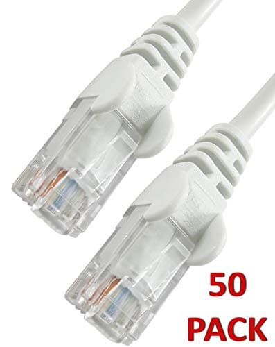 0.25m WHITE Network Cable - CAT5e - RJ45 - Ethernet - Patch - LAN - Router - Modem - 10/100 50 PACK