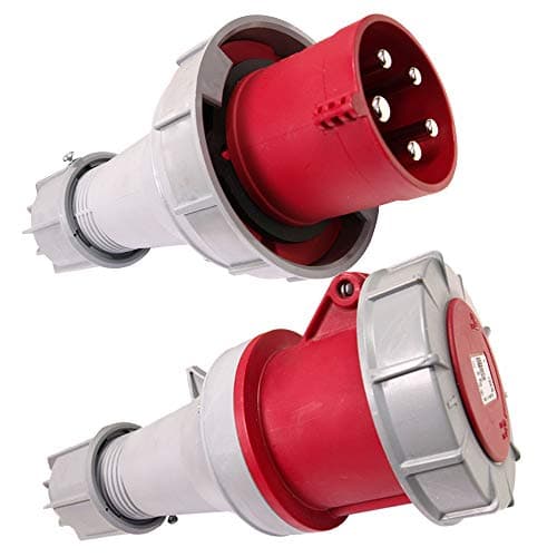 PCE 63 AMP 3P+N+E 415V IP67 Rated Trailing Plug and Socket 5 Pin 63A Waterproof Three 3 Phase Male and Female