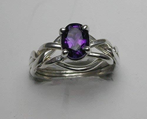 Four Band Puzzle Ring set with Amethyst Stone