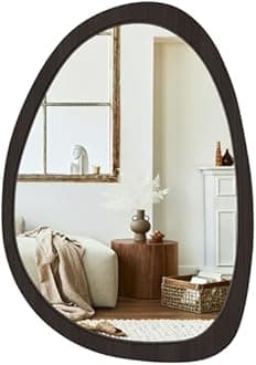 WallBeyond Asymmetrical Mirror, Irregular Wall Mirror, Wall Mirrors Decorative for Bedroom Living Room Entryway Hall, Wood Mirror for mid Century Modern Decor 40" H x 28" W, Black