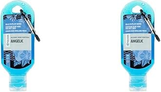 Palm Safe Angelic 60ml Anti Bacterial Premium Hand Sanitiser Travel Size Refillable Clip Bottle Quick Drying Non Sticky Extra Moisturising Kills 99.9% of Viruses and Bacteria (Pack of 2)