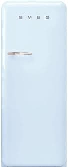 FAB28 50's Retro Style Aesthetic Top Freezer Refrigerator with 9.93 Cu Total Capacity, Multiflow Cooling System, Adjustable Glass Shelves 24-Inches, Pastel Blue Right Hand Hinge Made In Italy