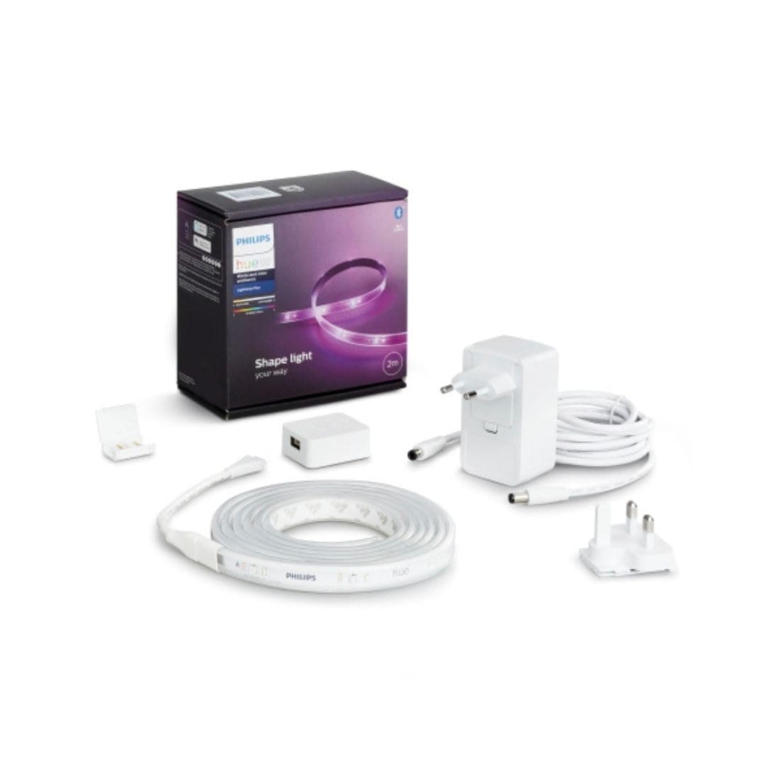 Philips 929002269105 Hue Uae Lightstrip Plus V4 Apr 2M Base Kit White And Colour Ambiance Bluetooth & ZiGBee Compatible Hue Bridge Optional,Works With Alexa & Google Assistant