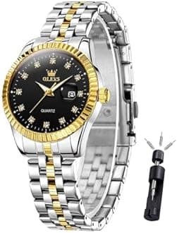 OLEVS Watches for Women Diamond Luxury Dress Women Watches Analog Quartz Waterproof Day Date Stainless Steel Wristwatch