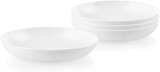 Corelle 4-Pc Versa Bowls for Pasta Salad and More, Service for 4, Durable and Eco-Friendly 30-Oz, Compact Stack Bowl Set, Microwave and Dishwasher Safe, White