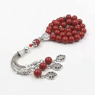 Tasbih red Stone Muslim Women Prayer Bead Islamic Rosary Eid Gift misbaha Turkish Jewelry (8mm x 66 Beads)