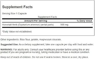 Swanson Horsetail - Herbal Supplement Supporting Healthy Hair, Skin & Nails - Natural Ingredients for Bone Health & Urinary Tract Support - (90 Capsules, 500mg Each) 3 Pack
