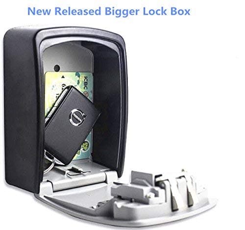 WDTC Big Door Lock Box, 4-Digit Combination Lock Box, Wall Mounted Key Storage Lock Box,