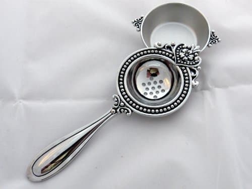 Silver Plated Tea Strainer and Stand