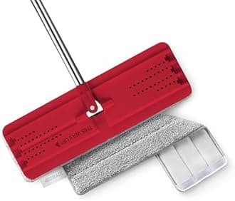 JOYMOOP Flat Mop, Microfiber Mops for Floor Cleaning and Wall Cleaner, 50" Mops with 13" Flat Head with a Microfiber Mop Pad - Black & Red