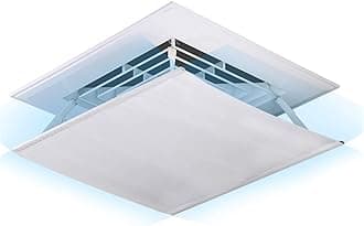 Canvas Air Deflector Adjustable Reusable Heat and Air Deflector for Drop Ceiling Vents RV, Home HVAC, AC and Ceiling Registers Air Conditioner Deflector White 17.5"x17.5" Inch