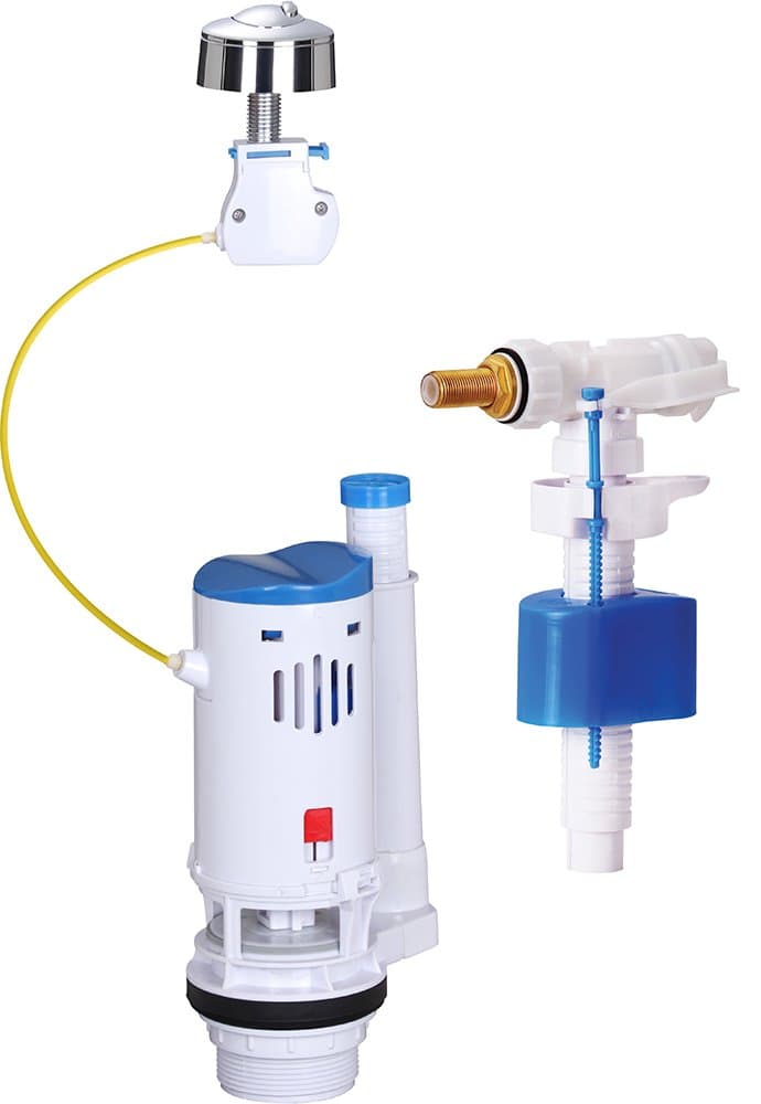 Edouard Rousseau 4210977 Flush Kit with Push Button Mechanism and Float Valve - 3/6 L