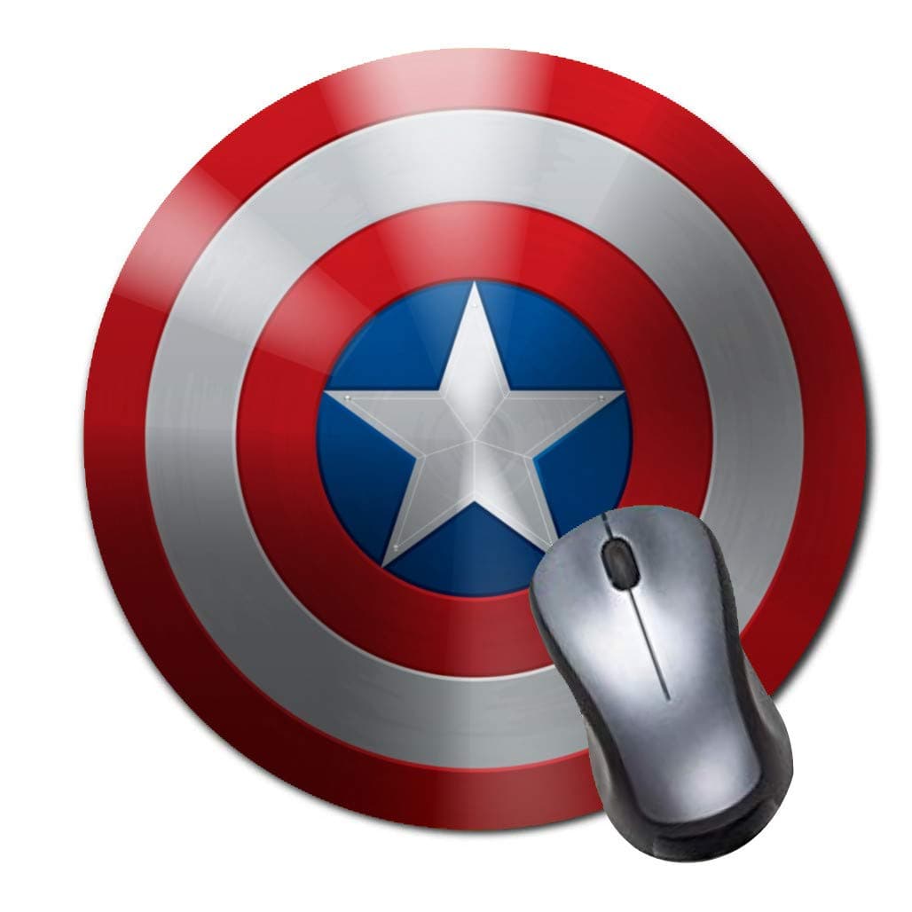 Round Gaming Mouse Pad Creative Custom Non Slip Rubber Mousepad Mat-Captain America Shield Icon