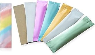 NATX 200Pcs Coffee Sugar Bag Heat Seal Aluminum Foil Plastic Bags Matte Colored Ziplock Bags Open Top with Tear Notch Zipper Pouch Food Saver Bag Short Term Food Storage Packaging Red