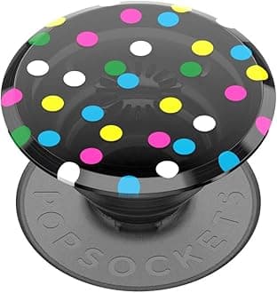 PopGrip - Expanding Stand and Grip with Swappable Top - Translucent Black Disco Dots