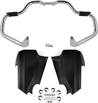 TCT-MOTORPARTS Chrome Mustache Engine Guard Highway Crash Bar+ Matte Black Lower Fairing Kit Fit for Indian Springfield 2016-2025 Chieftain Roadmaster Chief Dark Horse Vintage Elite