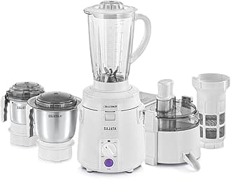 Sujata Multimix Juicer Mixer Grinder|900 Watts Double Ball Bearing Motor|22000 RPM|Non-Stop 90 Mins Running|3 Jars including 1750ml Blender with Coconut Milk Extractor,1000ml, 500ml Jar| (White)