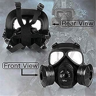 Airsoft Protective M04 Gas Mask Tactical Costume Props, Safety Full Face Eye Protection Skull Dummy Toxic Gas Mask with Adjustable Strap for BB Gun CS Cosplay Costume Halloween Masquerade No Batteries