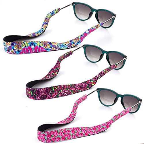 Floral Pattern Sunglass Straps, Soft And Durable Neoprene Material Floating Eyewear Retainers, 3 Packs.