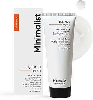 Light Fluid Sunscreen SPF 50 for Oily Skin (PA++++) | Clinically Tested in US| No White Cast | Broad Spectrum | Lightweight, Water & Sweat Resistant | For Women & Men | 50ml