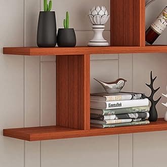 LITFAD 3-Shelf Modern Wood Bookcase Floating Shelf for Wall Storage Wall Mounted Book Shelf for Living Room Study Room Office - Brown 47.2" L x 7.9" W x 37.9" H