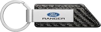 iPick Image for Ford Ranger PU Leather Carbon Fiber Texture Strap Silver Metal Bar Key Chain - Official Licensed