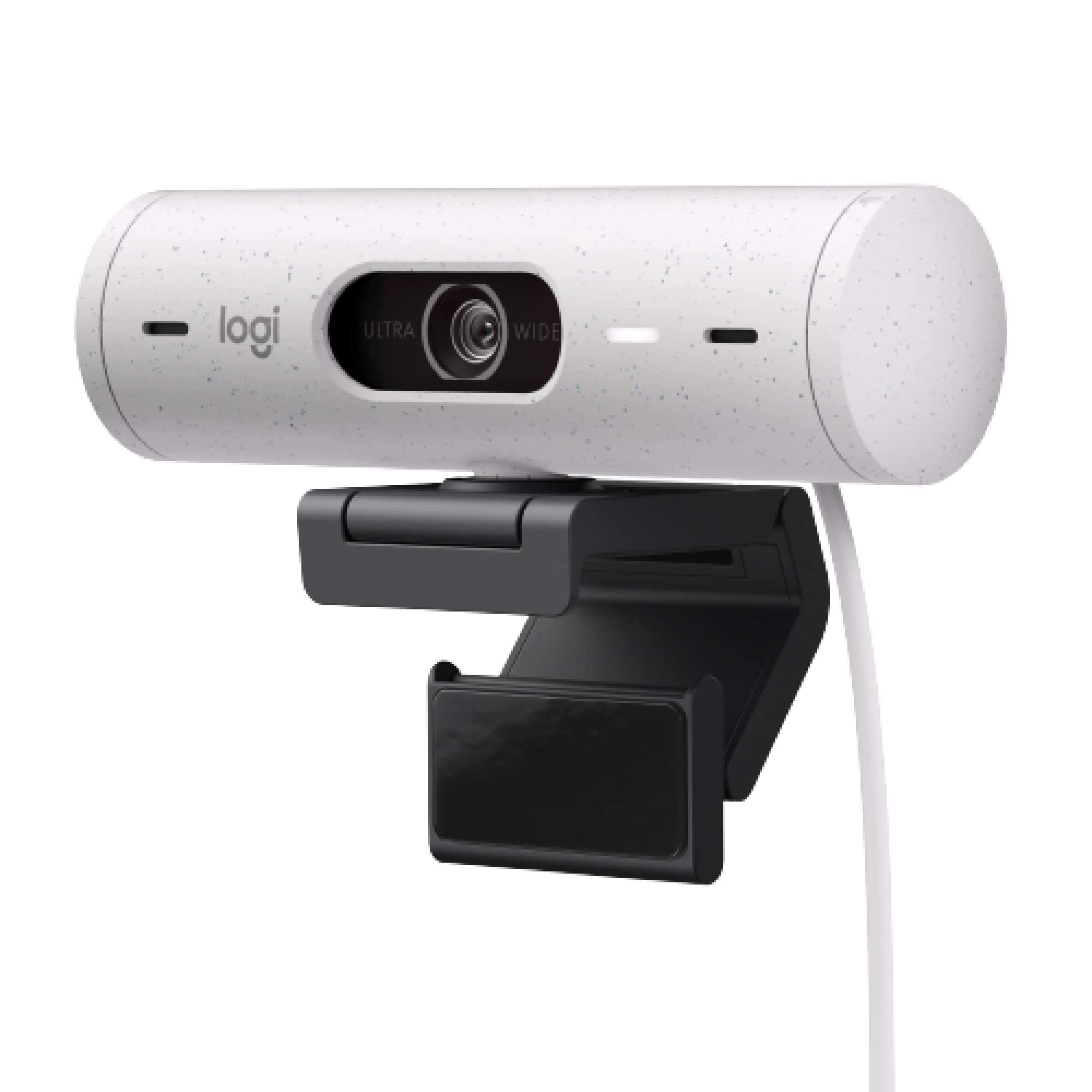 Brio 500 Full HD Webcam with Auto Light Correction,Show Mode, Dual Noise Reduction Mics, Webcam Privacy Cover, Works with Microsoft Teams, Google Meet, Zoom, USB-C Cable - Off White