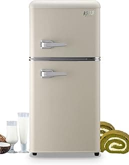 3.5 Cu.Ft Refrigerator with Freezer 2 Door Energy Saving Top-Freezer Compact Refrigerator with 7 Level Adjustable Thermostat Control White