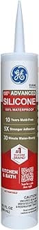 Advanced Silicone Caulk for Kitchen & Bathroom, Clear, 10 fl oz Cartridge, 1 Pack - 100% Waterproof Silicone Sealant, 5X Stronger Adhesion, Shrink & Crack Proof
