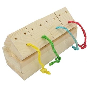 YINGGE Wooden Bird Foraging Feeder Toys, Intelligence Toys for Medium and Large Parrots Sun Conures, Caique, Cockatoo, African Grey, Macaws, Amazon