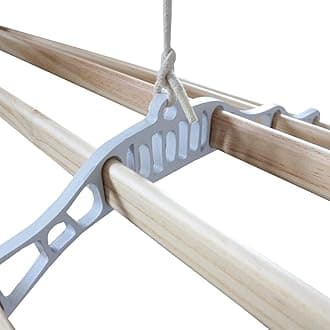 Monster Shop Clothes Airer Ceiling Pulley Maid Traditional Mounted Clothing Dryer 6 Lath Laundry Drying Rack Rail 2.4m White