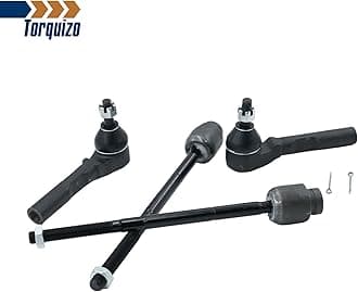 Torquizo Front Inner & Outer Tie Rod End Complete Kit Set of 4 for Chevrolet Malibu 2004-2012, Saturn Aura 2007-2009, Pontiac G6 2005-2010