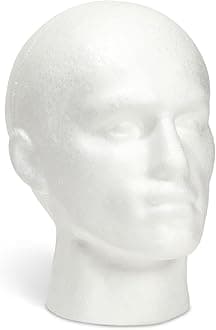 Juvale Craft Foam Wig Head - Male Mannequin Wig Holder Stand White Polystyrene Foam 27 x 20 x 13 cm