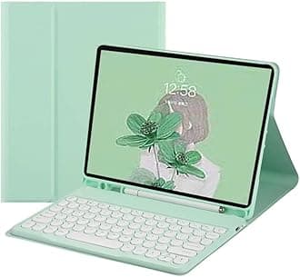 Keyboard Case for Galaxy Tab S10 Lite/ S10 FE/S9 FE/S9/S8/S7, Slim Folio Cover with S Pen Holder, Round Keys Magnetically Detachable Keyboard (Mint Green)