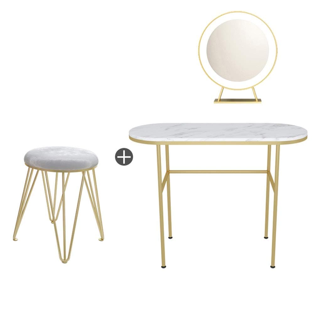 JIAYUAN Table Vanity Set with Mirror & Cushioned Stool Dressing Table Vanity Makeup Table, Marble Console Table, Hallway Table,Living Room Sofa Side Table White in 3 sizes