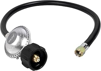 SHINESTAR 2 Feet Propane Regulator and Hose, Replacement Grill Part for Weber Spirit/Genesis, Blackstone 28"/36" Griddles, Patio Heater, Fire Pit and More, 3/8" Female Flare for Most LP Gas Grills