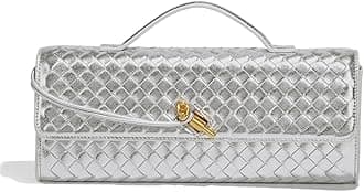 CovelinWomen's Handmade Woven Evening Bag Leather Shoulder Clutch Handbag Fashion Crossbody Purse