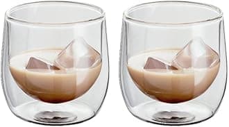 Judge Double Walled Glass Whiskey Lowball Cups, Set of 2, 200ml - Vacuum Insulated, Handcrafted Artisan - Strong, Heat Resistant