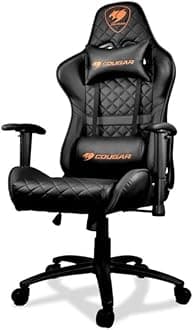 Cougar Gaming Chair Armor One, Steel-Frame, Breathable Pvc Leather, 180° Recliner System, 120Kg Weight Capacity, 2D Adjustable Arm-Rest, Steel 5-Star Base - Black