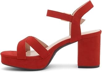 Shoe Land SL-Sabrina Women's Platform Heels 3 Inches Chunky Heels Open Toe Dress Block Heeled Sandals Black Red Gold White Ankle Strappy Heels Black Chunky Platform Heels for Prom Wedding