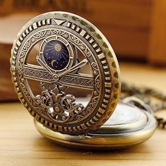 Vintage Mechanical Men's Pocket Watch, Roman Dial Clock Hand Wind Pocket Watch for Men with FOB Chain, MW149, Retro