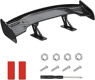 Yourkar Car Spoiler Wing, Carbon Fiber Auto Exteriores Rear Tail Wings, ABS Automotive Mini Tiny Trunk Spoiler for Most Vehicles, Universal Car Accessories (Black Carbon Fiber, Large)