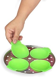 Healux Premium Silicone Idli I Idly Maker I Idli Liners Original, Green | 8Pcs | Multipurpose- Dhokla Maker | Cupcake I Muffin Maker | Non -Stick | Perfect round shaped Idlis I Food Grade Silicone | BPA Free | Minimum Wastage of Batter | No greasing | Oven, Microwave & Dishwasher Safe
