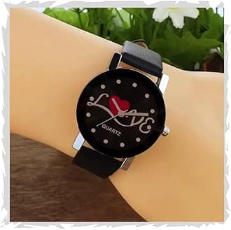 Brand Analog Watch for Girls 5 Diffrent Dial Diamond Cut Glass Black Leather Watch for Women Analog Girl Watches