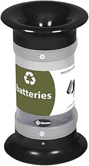 Glasdon C-Thru 5Q Battery Recycling Tube (Black) – Small Battery Recycling Bin – Compact 5Q Transparent Battery Collection Tube (Recycle Across America Decal)